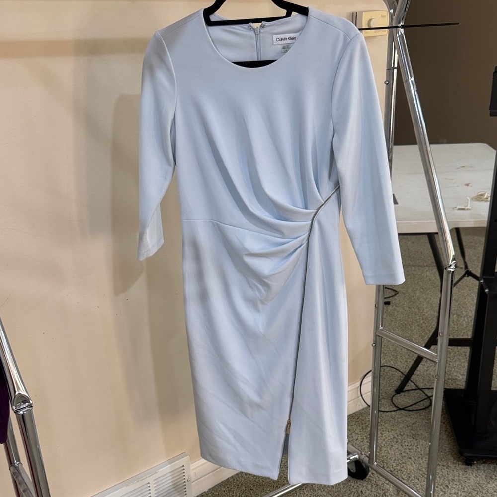Calvin Klein Soft Blue Long Sleeve Dress